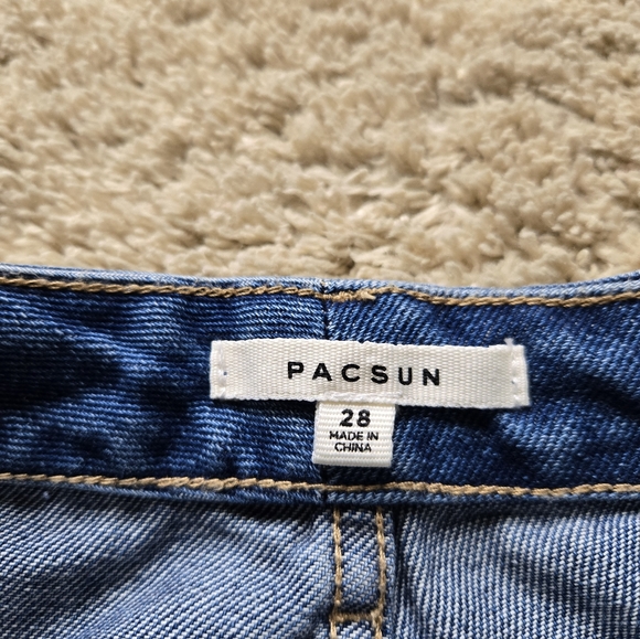 Pacsun blue jeans distressed jogger draw string womens 28 - Picture 2 of 10